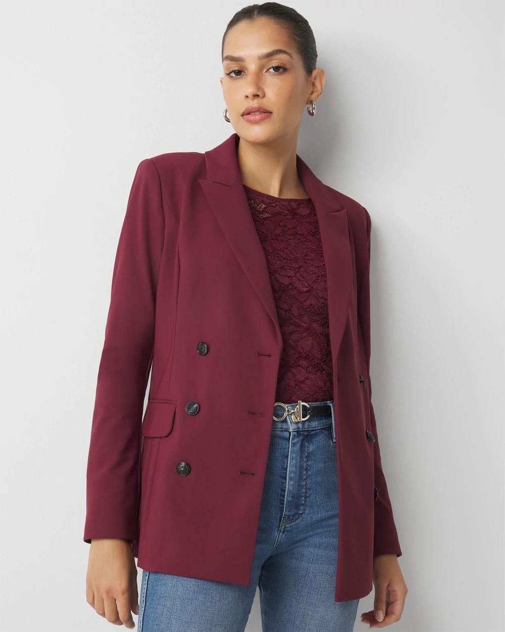 Petite burgundy blazer on sale